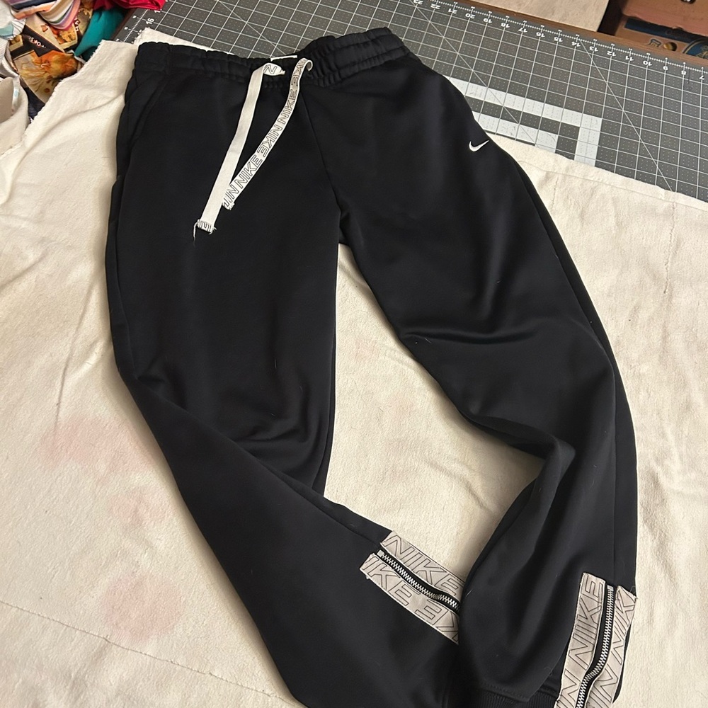Nike Women's Black Joggers with White Details dri fit